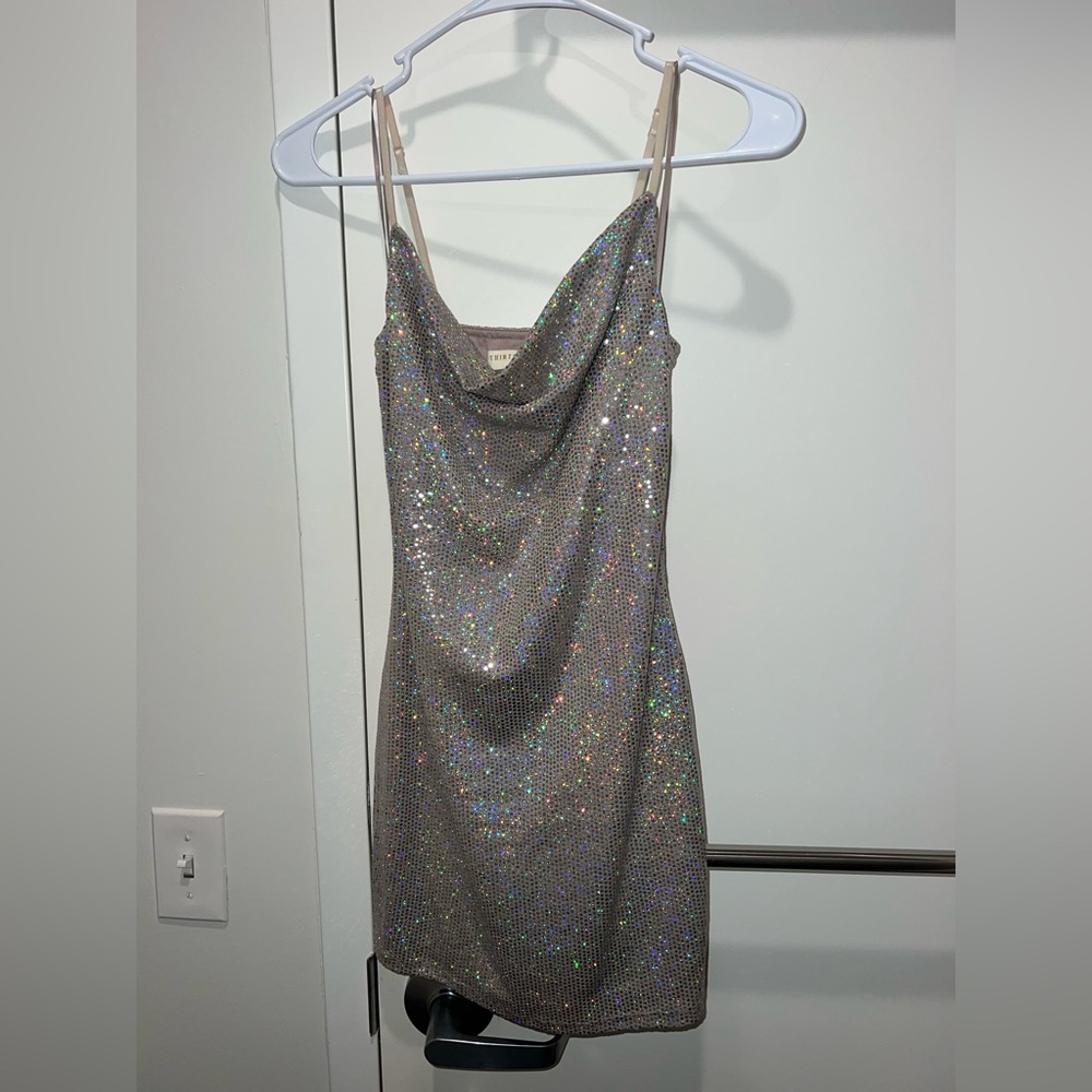 silver sparkly mini dress XS